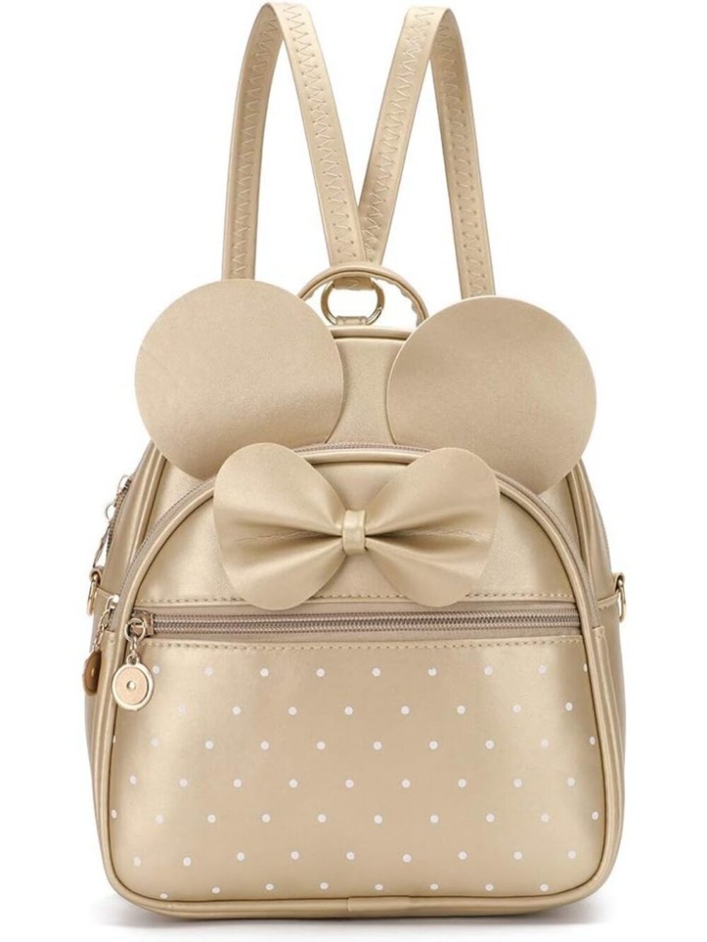 Women Girls Gold Mini Backpack Cute Bowknot Convertible Shoulder Bag